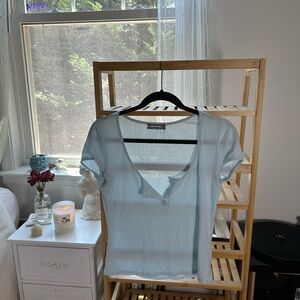 baby blue urban outfitters babydoll top - so cute and feminine!